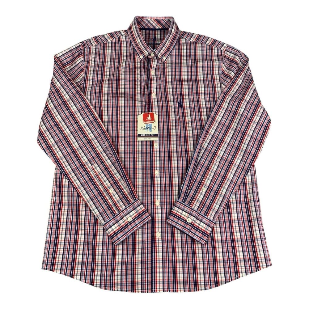 Johnnie-O Prep-Formance Long Sleeve Button Down Shirt, Plaid, Men’s Large, NEW
